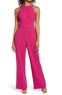Vince Camuto Back Cutout Halter Jumpsuit in Hot Pink