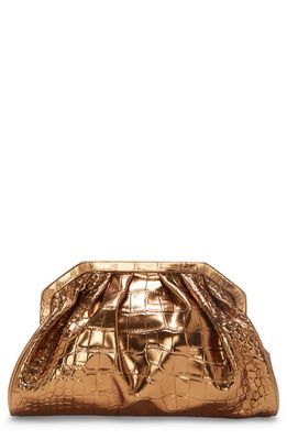 Vince Camuto Baklo Croc Embossed Leather Clutch in Lux Gold Croco H Glossy Croco