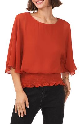 Vince Camuto Batwing Smocked Waist Top in Rustic