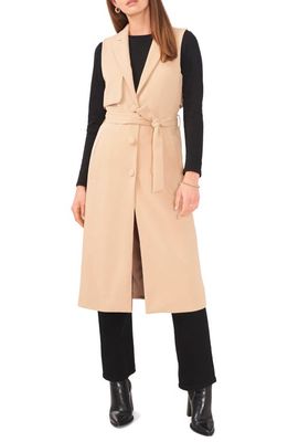 Vince Camuto Belted Long Trench Vest in Fall Camel