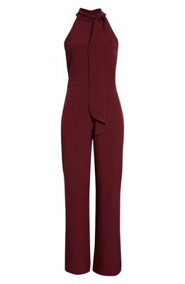 Vince Camuto Bow Neck Stretch Crepe Jumpsuit in Merlot