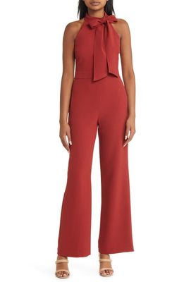 Vince Camuto Bow Neck Stretch Crepe Jumpsuit in Persimmon