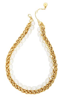 Vince Camuto Chain & Imitation Pearl Necklace in Gold Tone