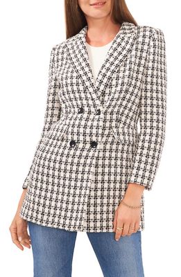 Vince Camuto Check Cotton Tweed Longline Blazer in New Ivory