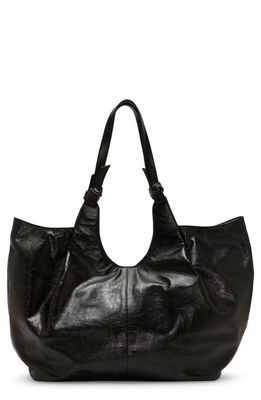 Vince Camuto Ciera Leather Tote in Black Crackle Leather