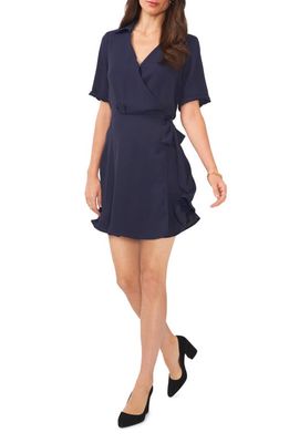 Vince Camuto Collared Wrap Dress in Classic Navy
