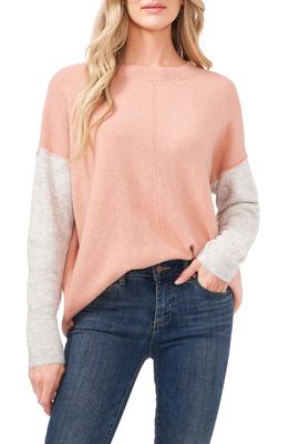 Vince Camuto Colorblock Sweater in Misty Pink/silver Hthr