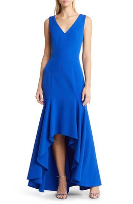 Vince Camuto Crepe High/Low Gown in Cobalt