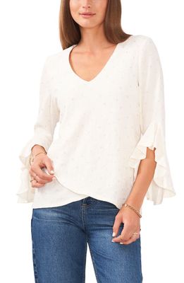 Vince Camuto Crinkle Flutter Sleeve Top in New Ivory