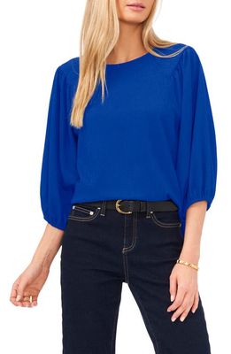 Vince Camuto Crinkled Puff Three-Quarter Sleeve Top in Cobalt