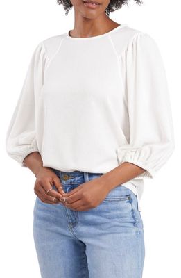Vince Camuto Crinkled Puff Three-Quarter Sleeve Top in New Ivory