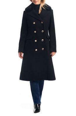 Vince Camuto Double Breasted Flare Coat in Black
