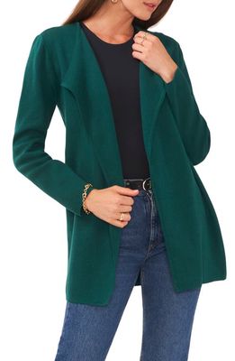 Vince Camuto Drape Front Combed Cotton Cardigan in Rich Spruce