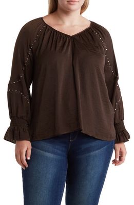 Vince Camuto Embellished Pullover Blouse in French Roast