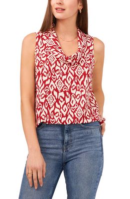 Vince Camuto Etched Geo Print Cowl Neck Tank in 168 Dark Red
