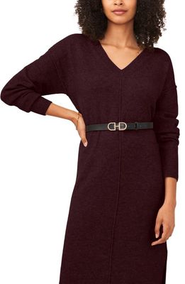 Vince Camuto Exposed Seam Long Sleeve Sweater Dress in Port