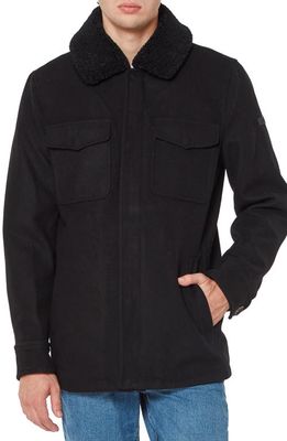 Vince Camuto Faux Fur Trim Wool Blend Field Jacket in Black