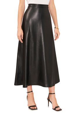 Vince Camuto Faux Leather A-Line Skirt in Rich Black
