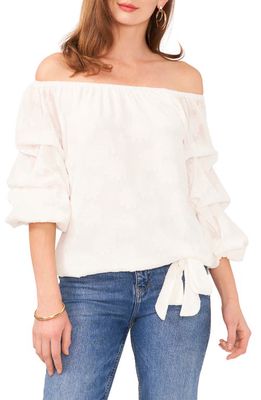 Vince Camuto Fleur Clip Jacquard Off the Shoulder Top in New Ivory