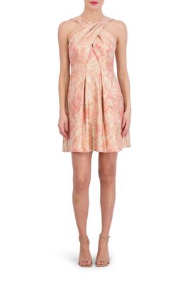 Vince Camuto Floral Jacquard Fit & Flare Minidress in Coral