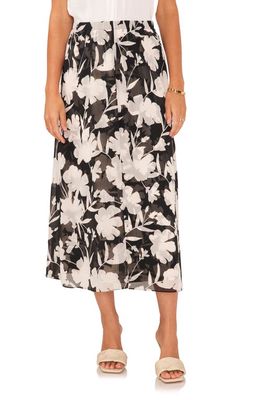 Vince Camuto Floral Midi Skirt in Rich Black