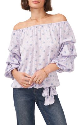 Vince Camuto Floral Off the Shoulder Bubble Sleeve Top in Cool Lavender