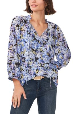 Vince Camuto Floral Print Balloon Sleeve Blouse in Sea Breeze