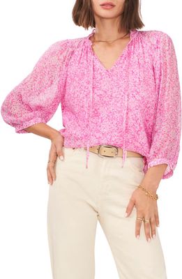 Vince Camuto Floral Print Peasant Blouse in Pink Orchid
