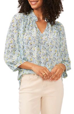 Vince Camuto Floral Print Peasant Blouse in Sea Breeze