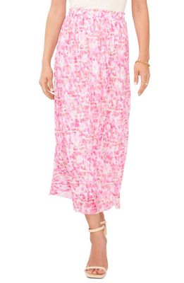 Vince Camuto Floral Print Pleated Skirt in Hot Pink