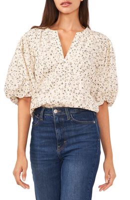 Vince Camuto Floral Print Puff Sleeve Blouse in Birch