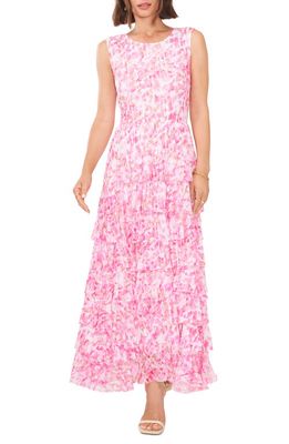 Vince Camuto Floral Print Ruffle Dress in Hot Pink