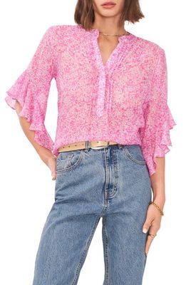 Vince Camuto Floral Print Tunic Blouse in Pink Orchid