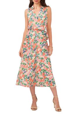 Vince Camuto Floral Sleeveless Dress in Birch/Coral Multi