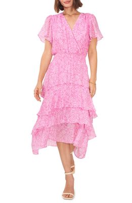 Vince Camuto Floral Tiered Dress in Pink Orchid