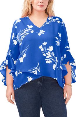 Vince Camuto Floral Tunic Top in Deep Azure