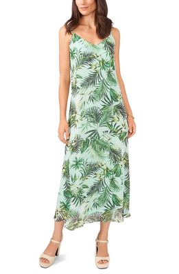 Vince Camuto Frond Print Midi Slipdress in New Ivory/Green Palm