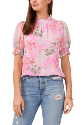 Vince Camuto Glowing Garden Puff Sleeve Blouse in Brook Green