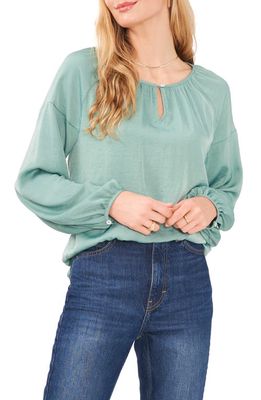 Vince Camuto Hammered Satin Blouse in Teal Lake
