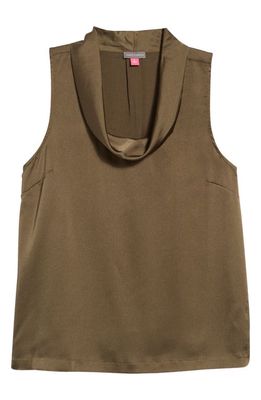 Vince Camuto Hammered Satin Sleeveless Cowl Neck Top in Light Olive