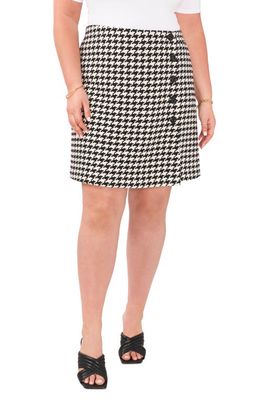 Vince Camuto Houndstooth Side Button Miniskirt in Rich Black