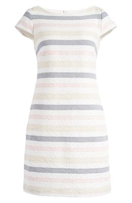 Vince Camuto Jacquard Cap Sleeve Shift Dress in Ivory Multi
