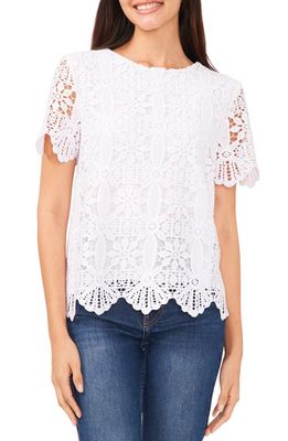 Vince Camuto Lace Scallop Blouse in Ultra White