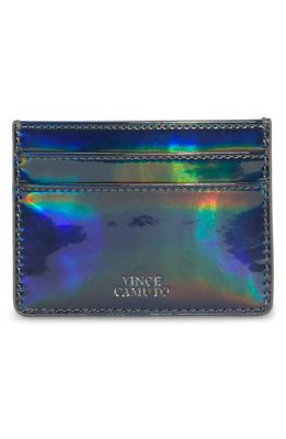 Vince Camuto Lanze Leather Card Case in Holographic Silver Leather