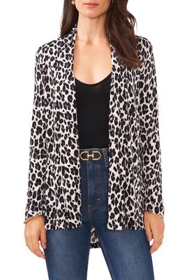 Vince Camuto Leopard Open Front Knit Cardigan in Dark Pewter