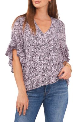 Vince Camuto Leopard Print Ruffle Sleeve Blouse in Pink Chalk