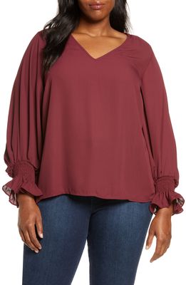 Vince Camuto Long Sleeve Georgette Blouse in Cranberry