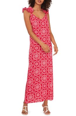 Vince Camuto Medal Tie Strap Maxi Dress in Berry Pink