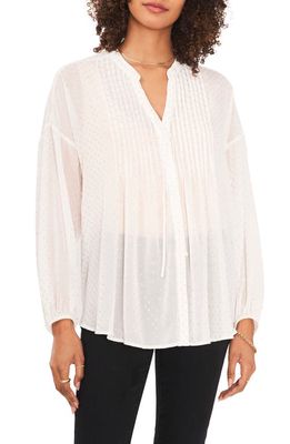 Vince Camuto Metallic Print Long Sleeve Top in 103 New Ivory Vc