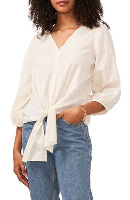 Vince Camuto Metallic Tie Front Blouse in New Ivory